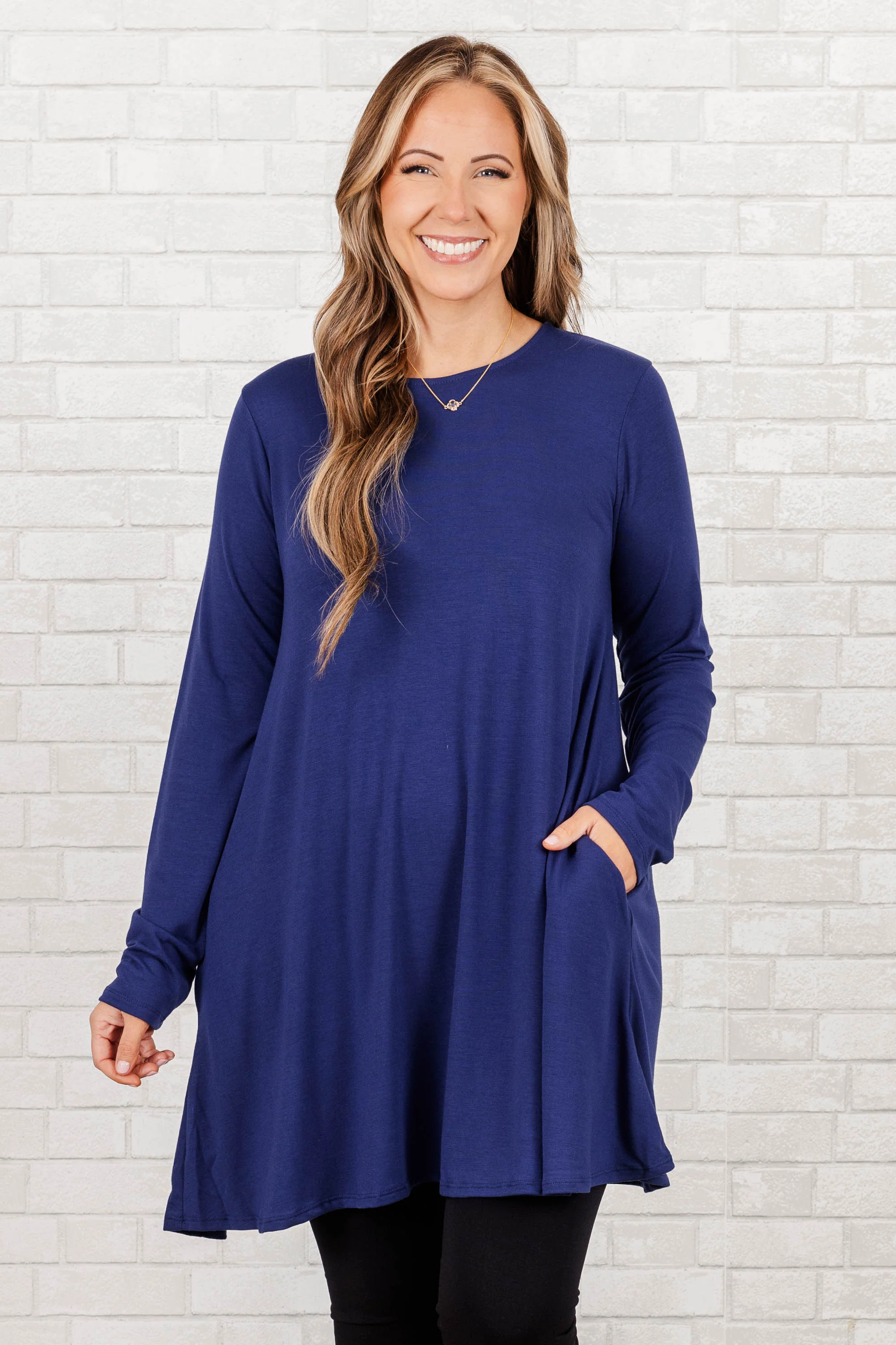 As Long As You're Here Tunic, Light Navy - Giverhouse