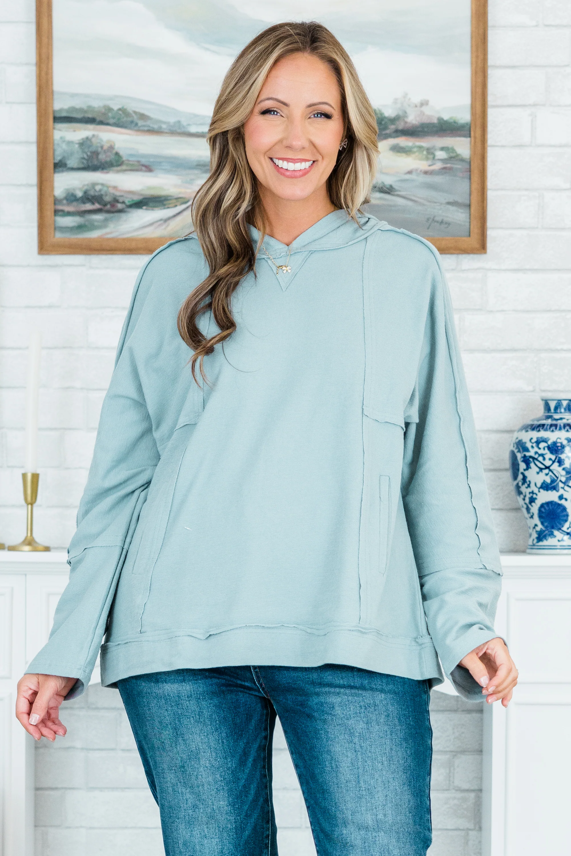 Blue Jean Bliss Hoodie, Denim Blue - Giverhouse