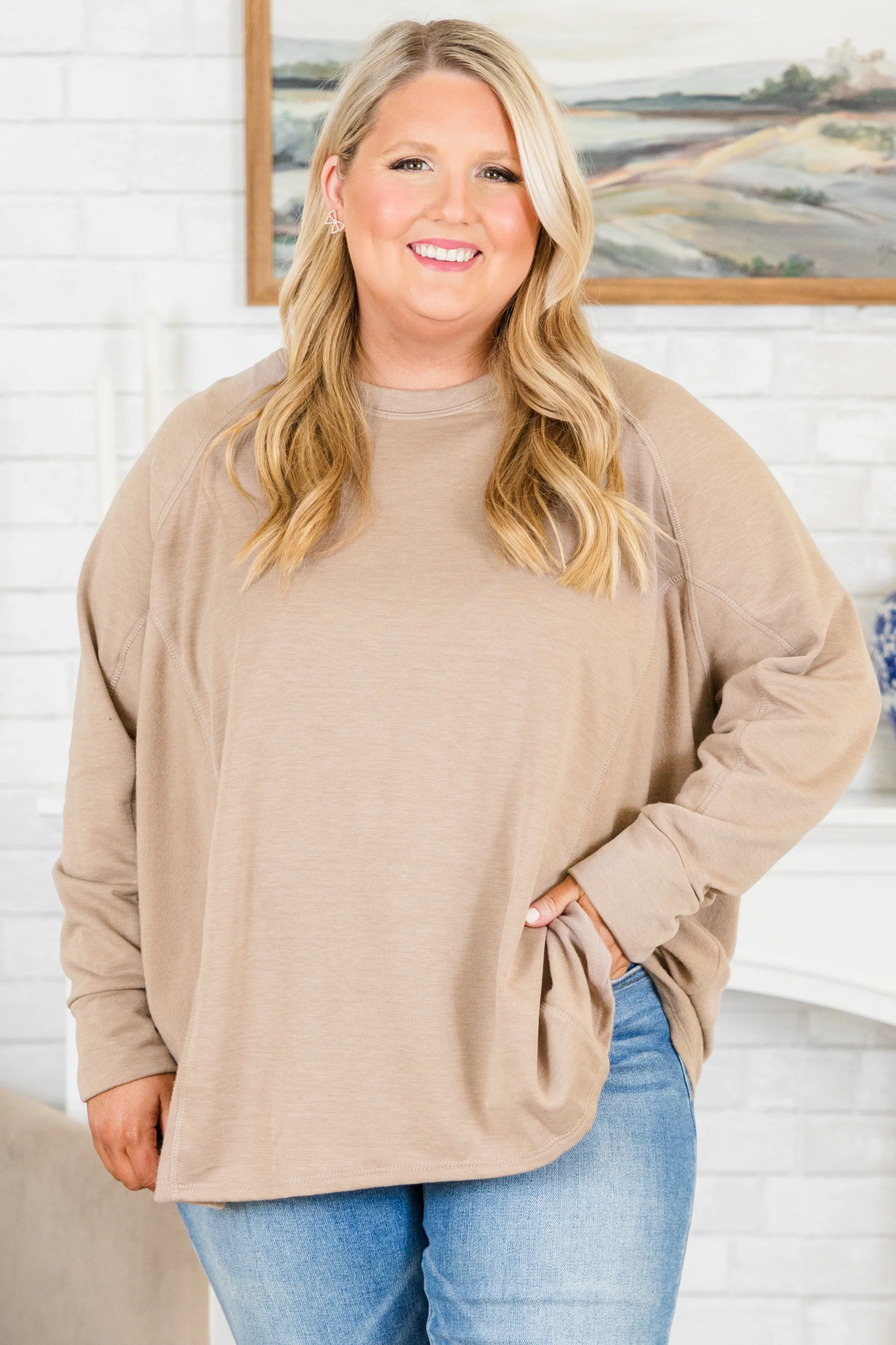 Time To Leave Pullover, Taupe - Giverhouse