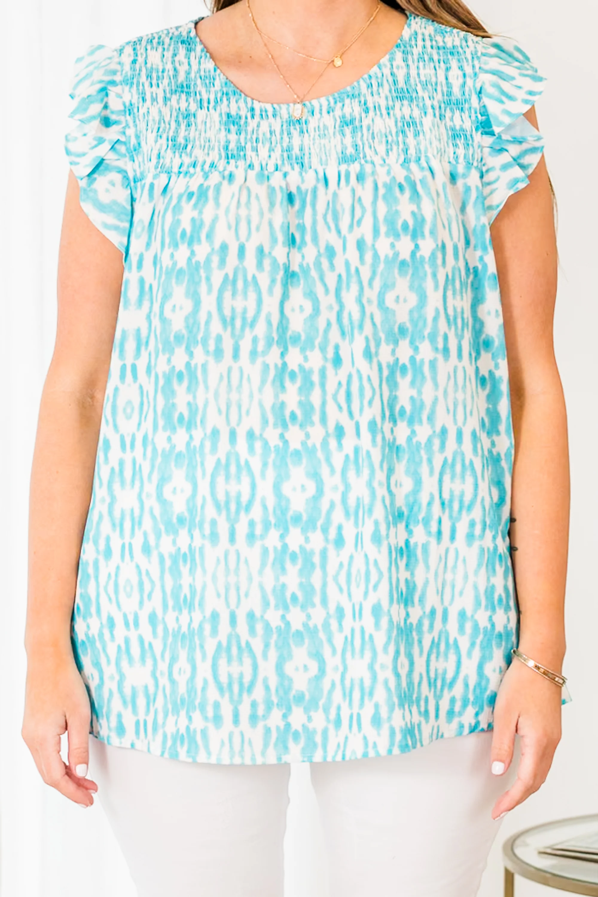 Primavera Top, Aqua - Giverhouse