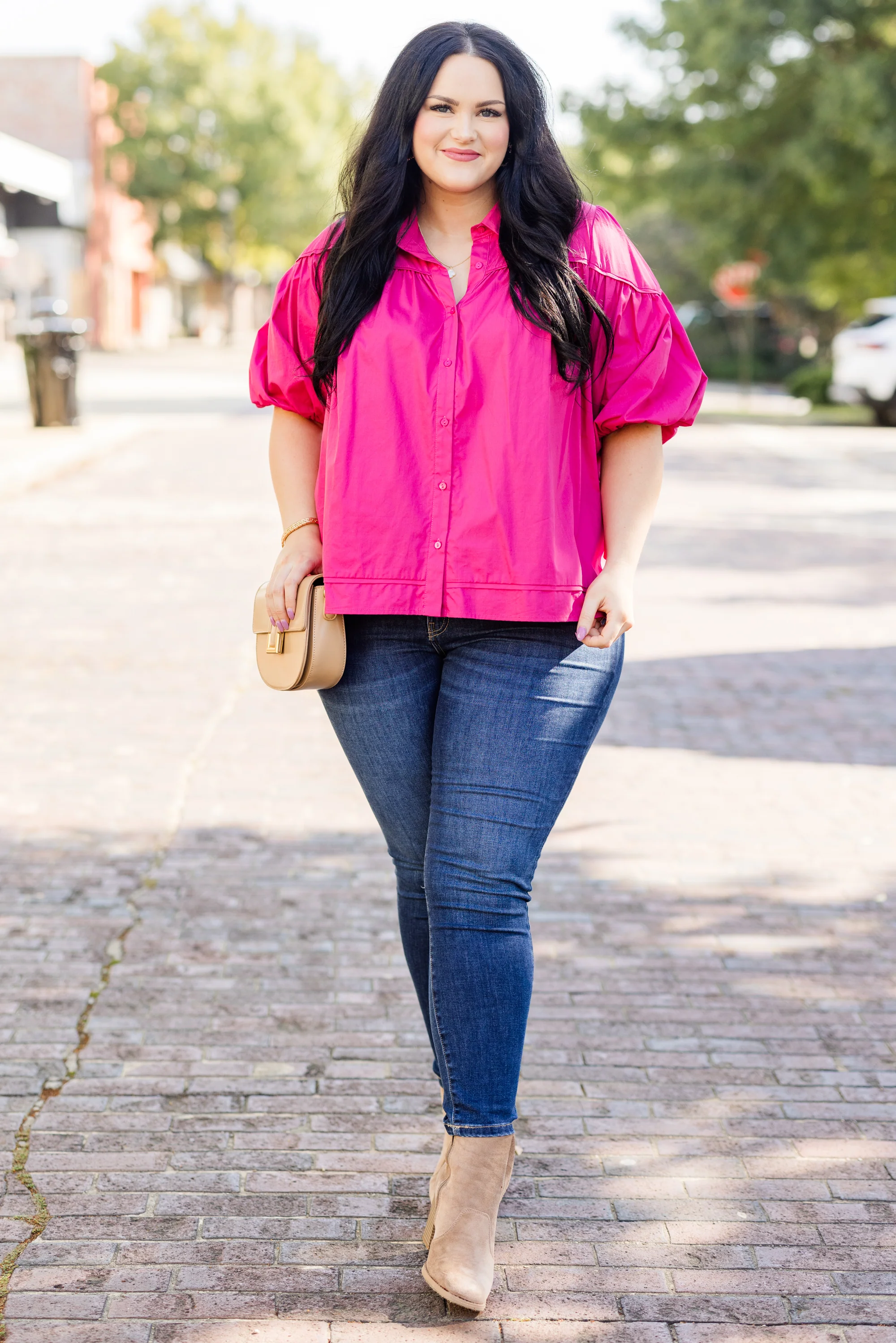 Love Is All Around Blouse, Magenta - Giverhouse