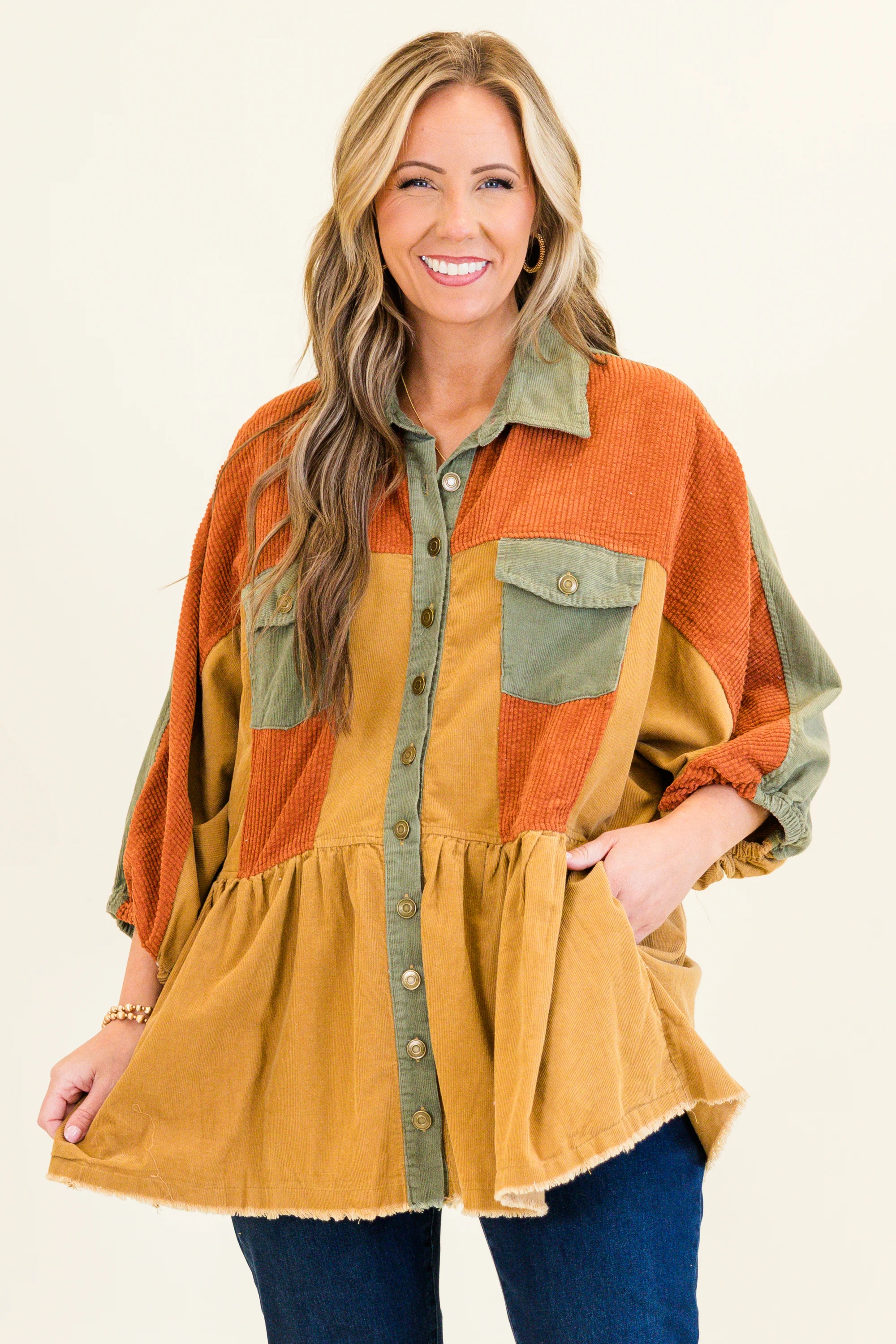 Harvest Hues Shacket, Rust Mix - Giverhouse