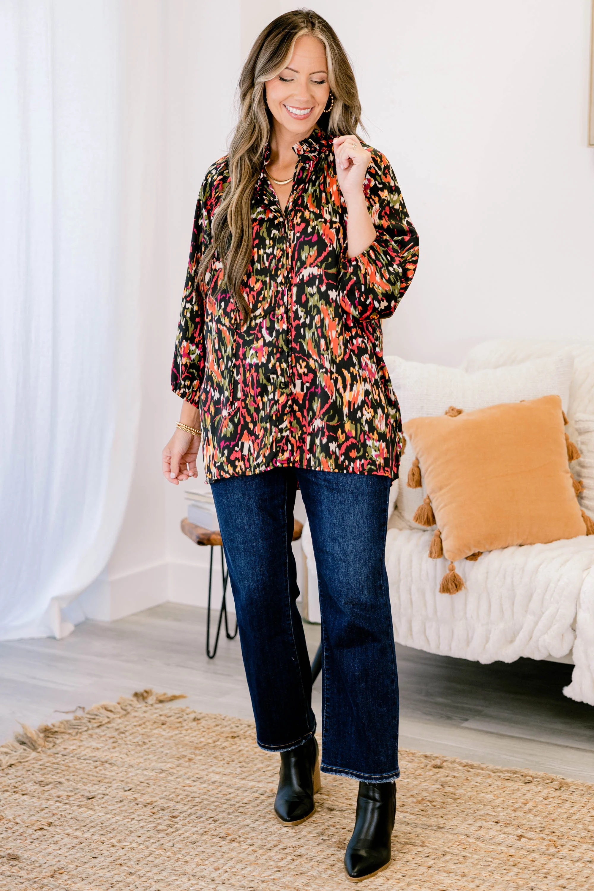 All In Due Time Top, Black Multi - Giverhouse