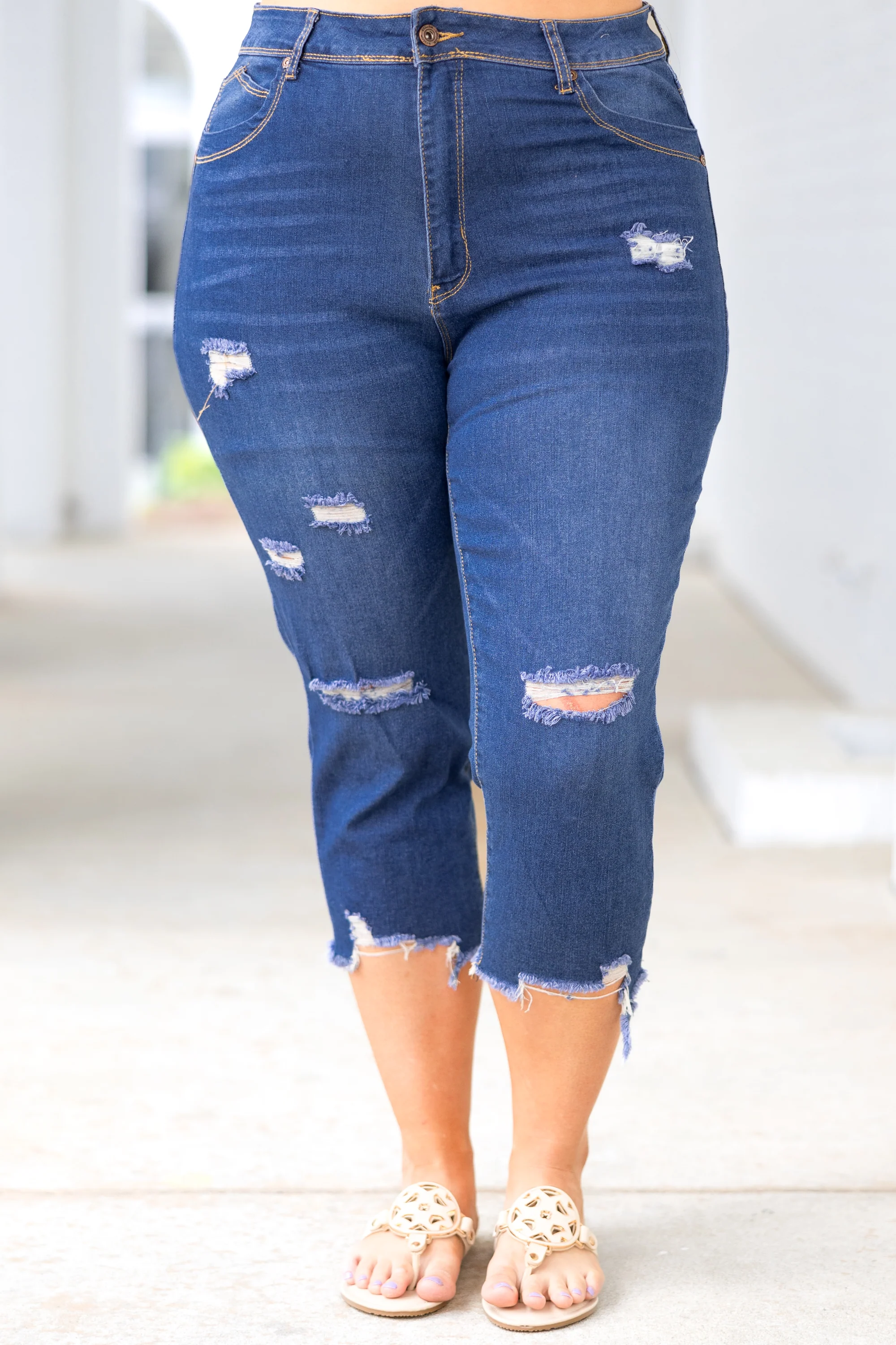 Remember Me Well Capris, Medium Denim - Giverhouse