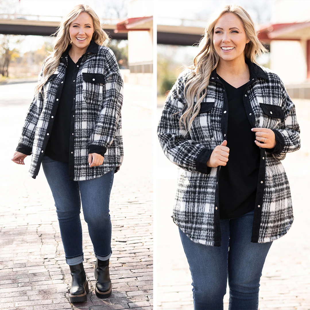 Staying Next To You Shacket, Black - Giverhouse