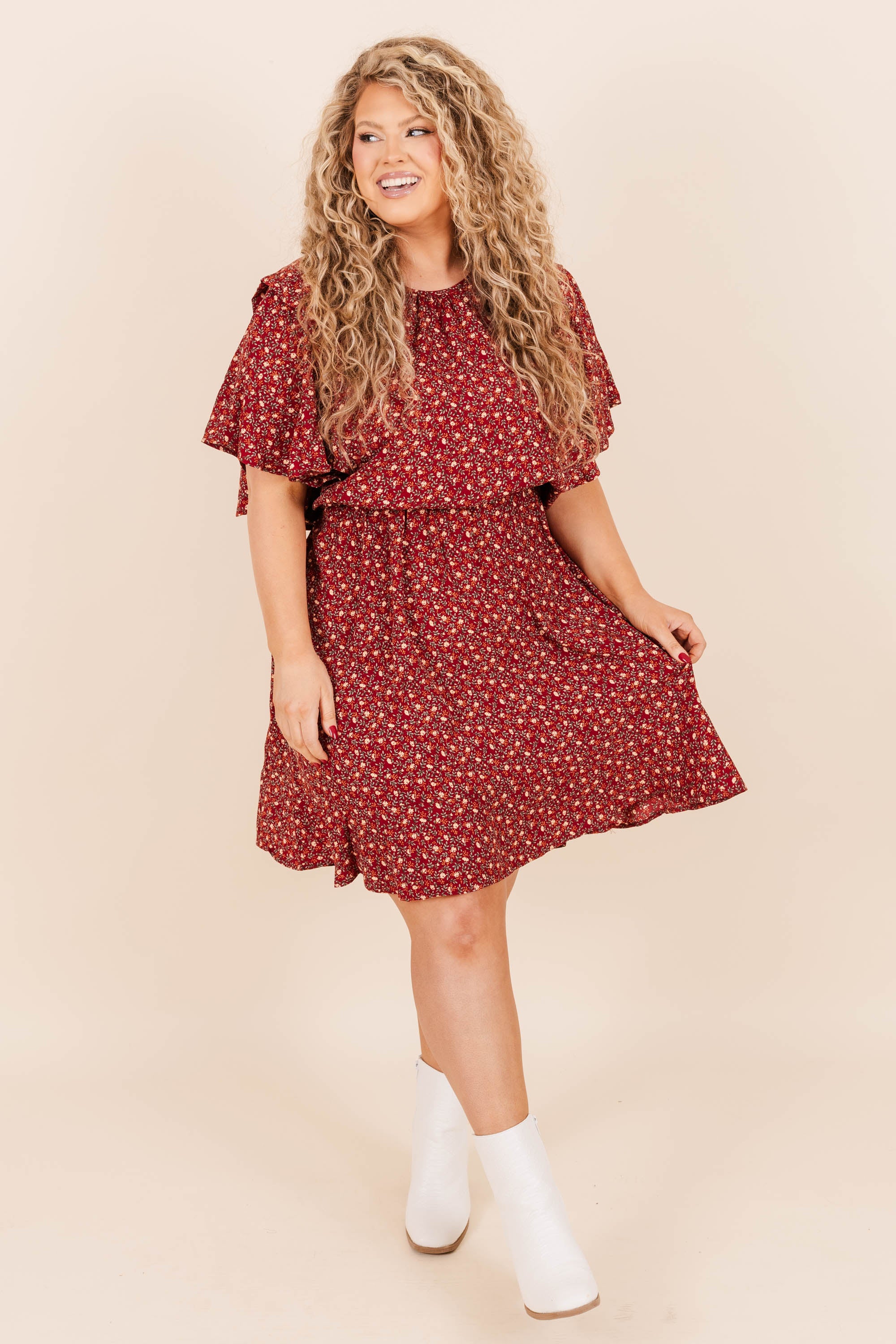 Bask In Every Moment Dress, Burgundy - Giverhouse
