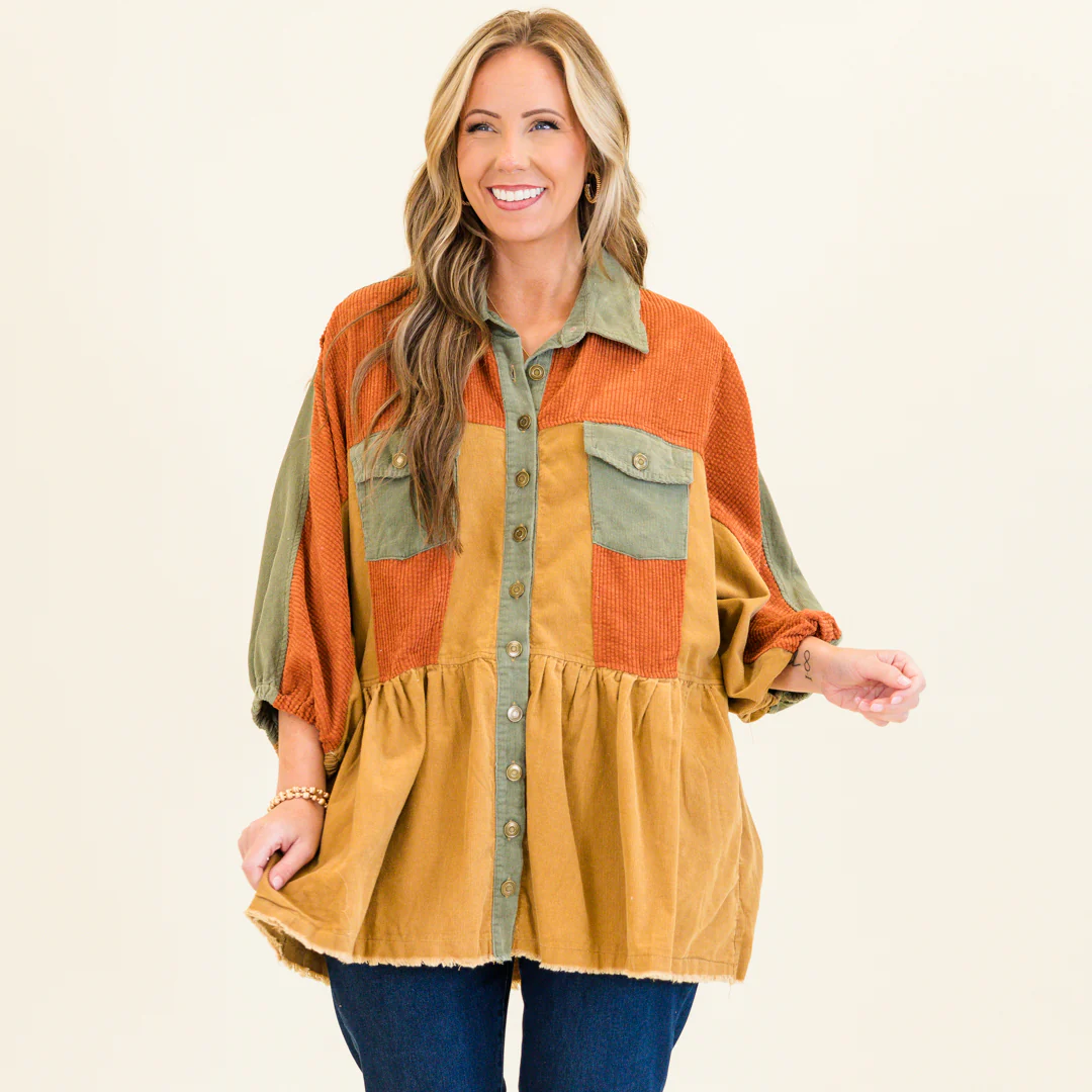 Harvest Hues Shacket, Rust Mix - Giverhouse