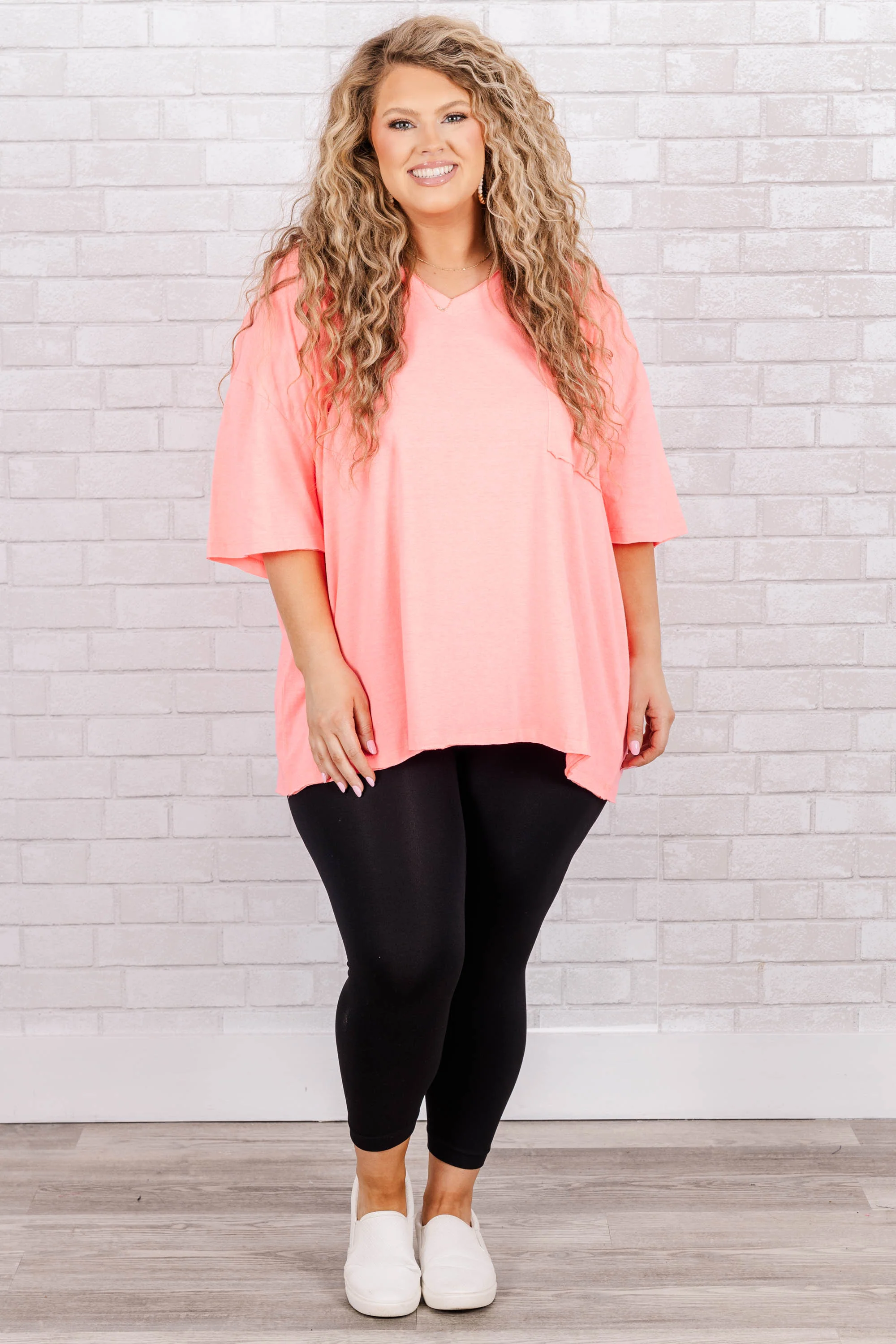 Dancing In The Mirror Top, Neon Coral Pink - Giverhouse