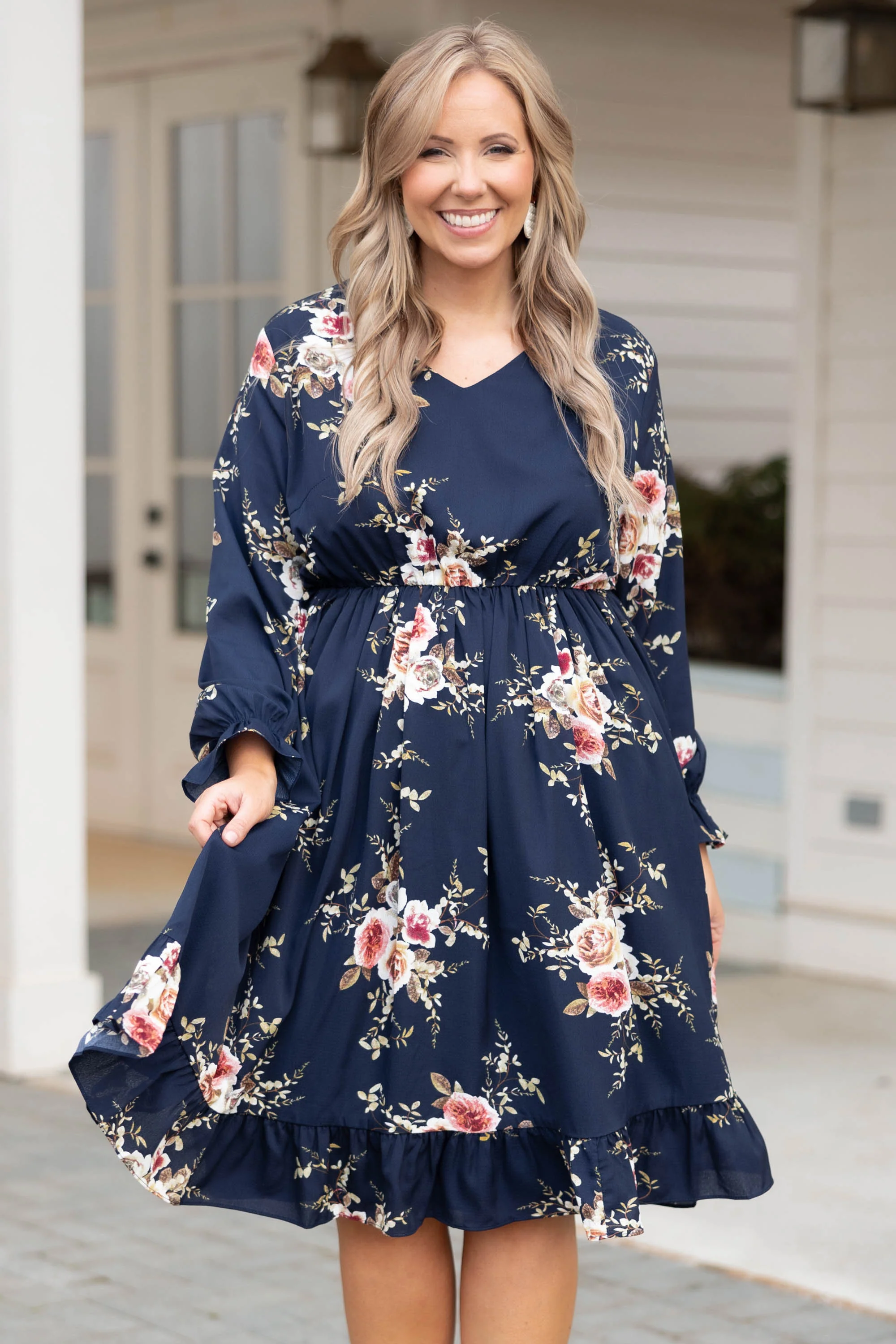 Beautifully Blooming Dress, Navy - Giverhouse