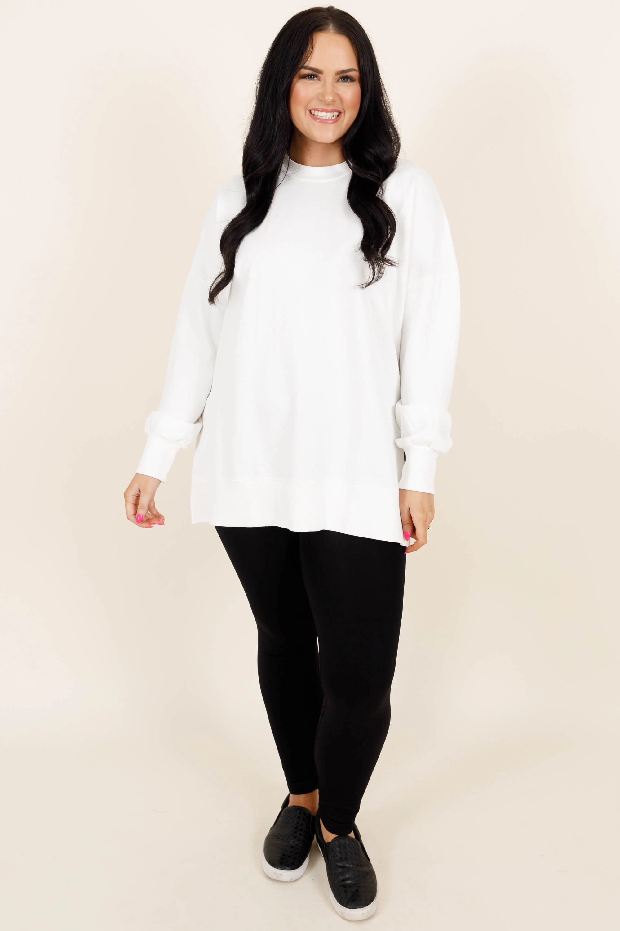 Cozy Crewneck Pullover, White - Giverhouse