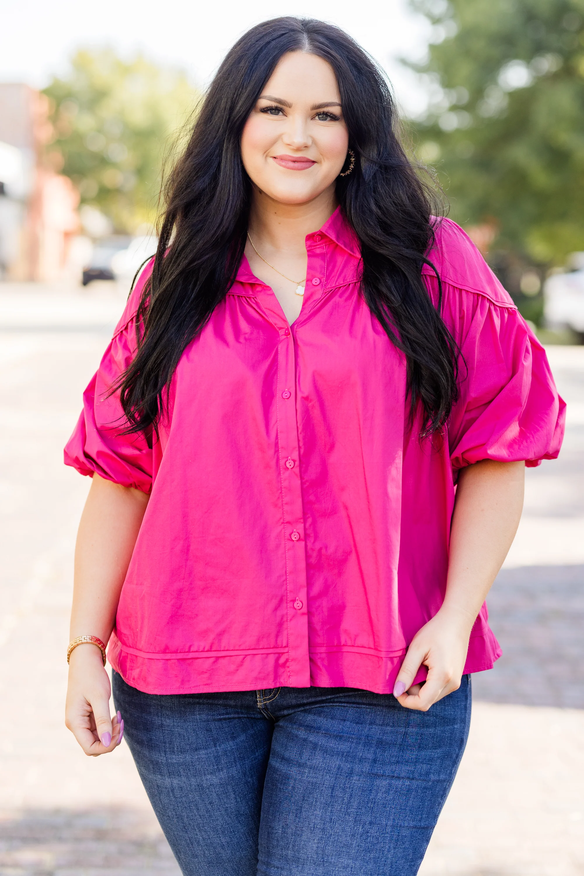 Love Is All Around Blouse, Magenta - Giverhouse