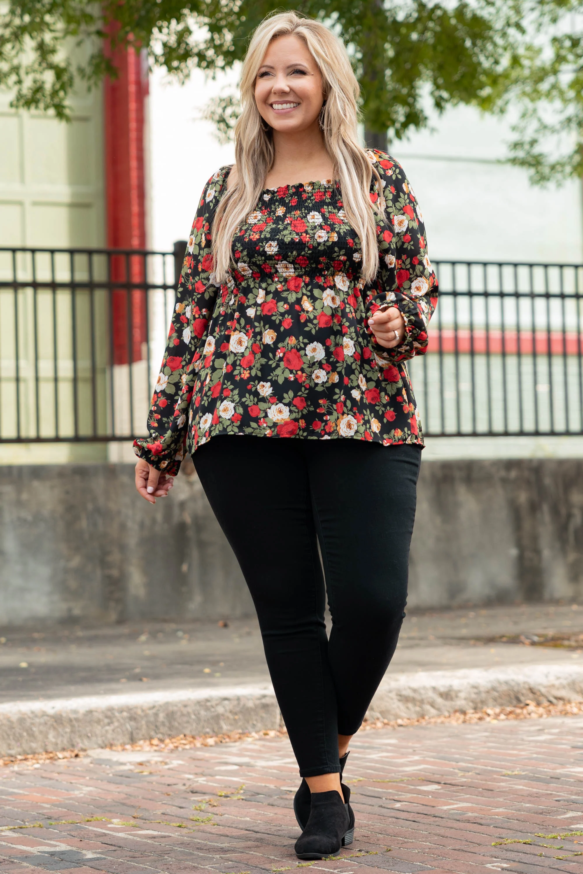 Busy Night Out Blouse, Red-Mustard - Giverhouse