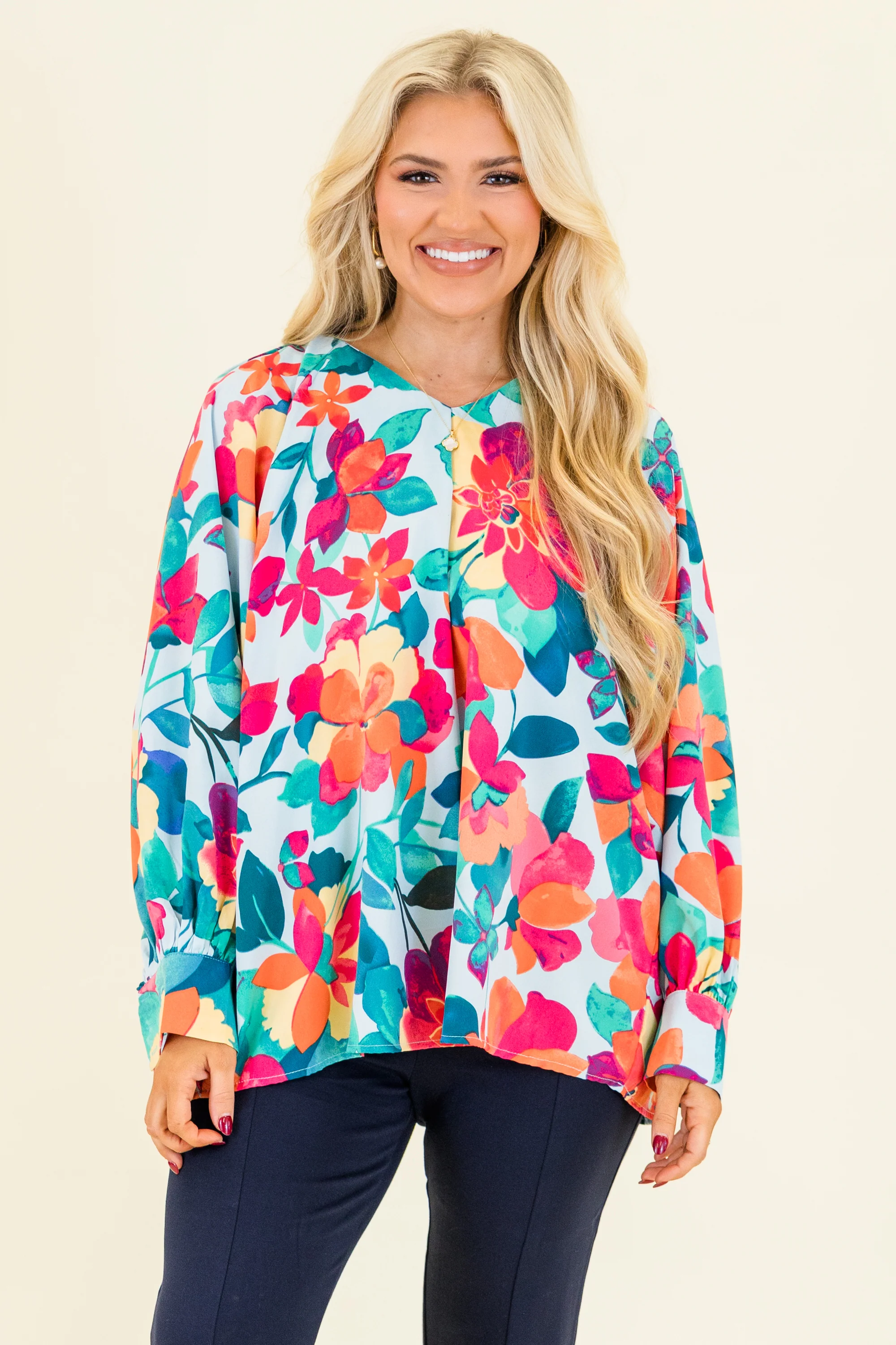 Southern Sweetness Top, Blue-Multi - Giverhouse
