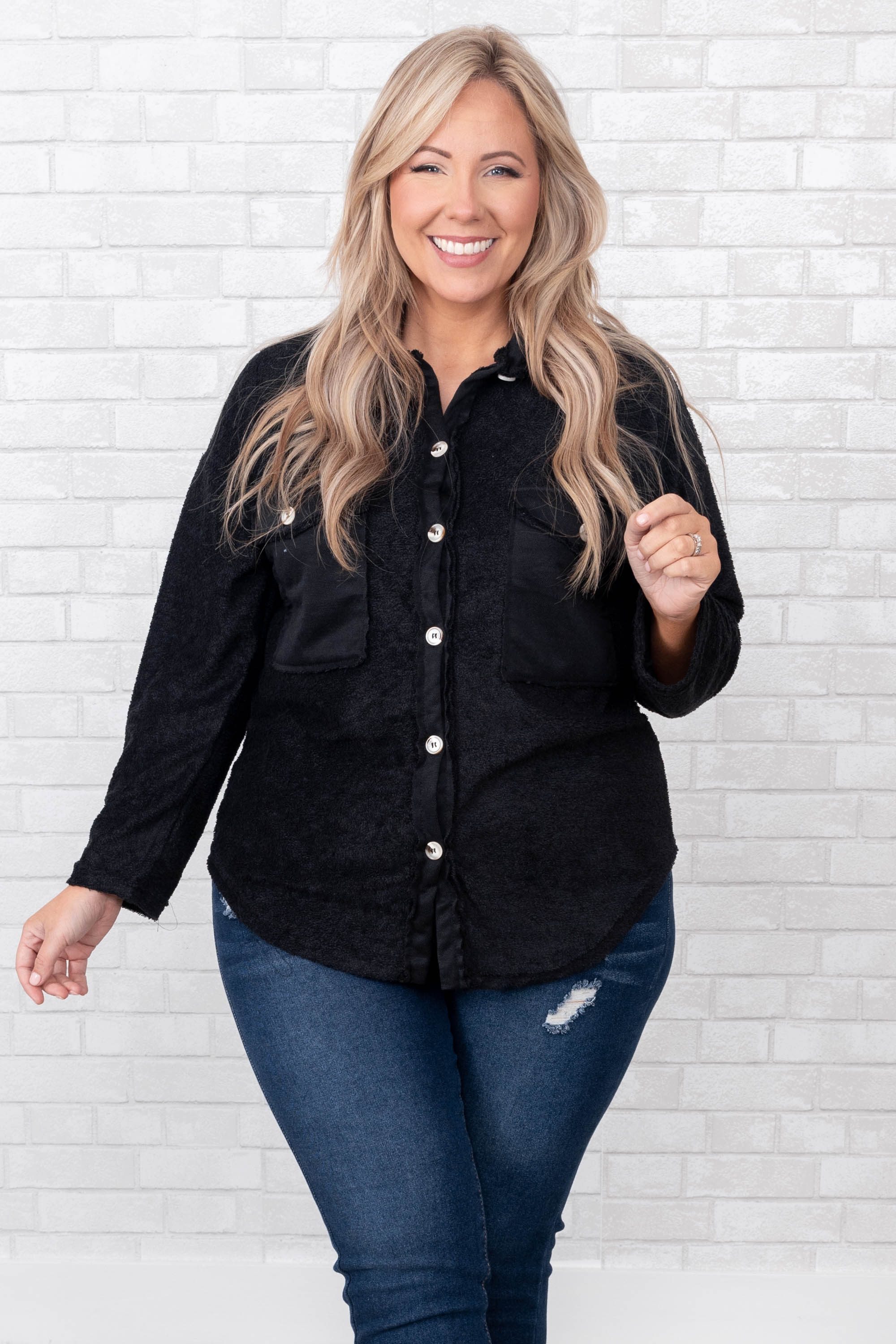Best Of Both Worlds Shirt Jacket, Black - Giverhouse