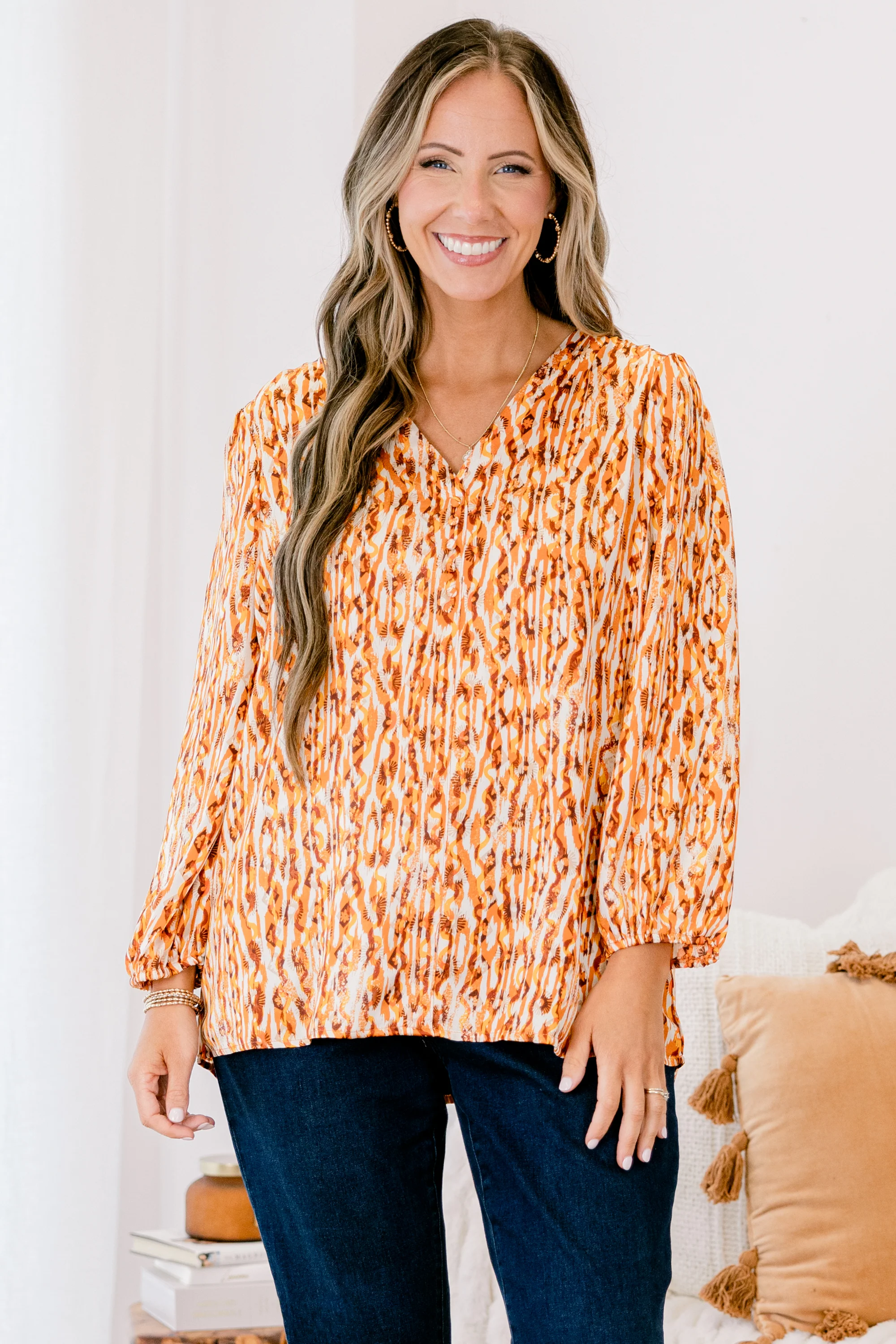 Timeless Flow Top, Mustard Multi - Giverhouse