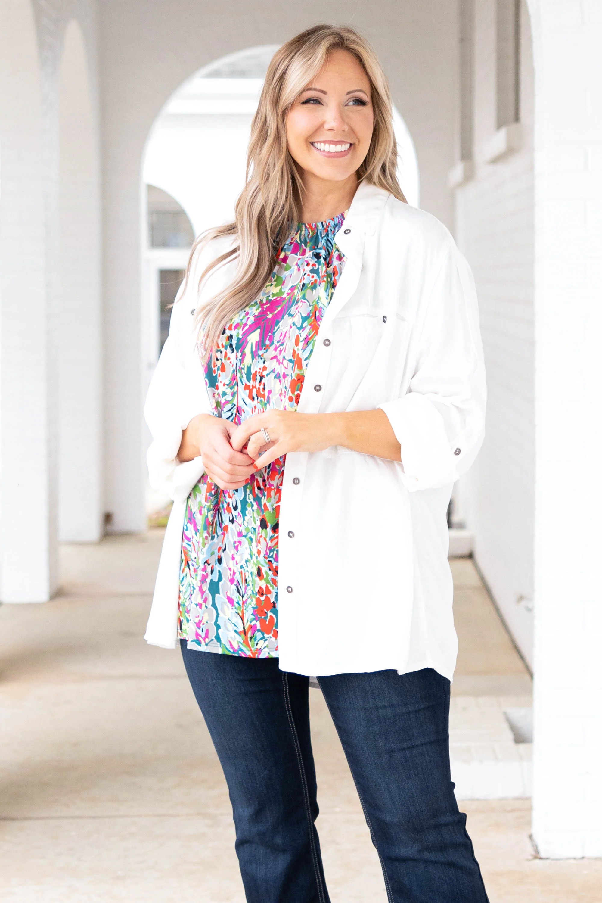 A Brand New Day Shacket, White - Giverhouse