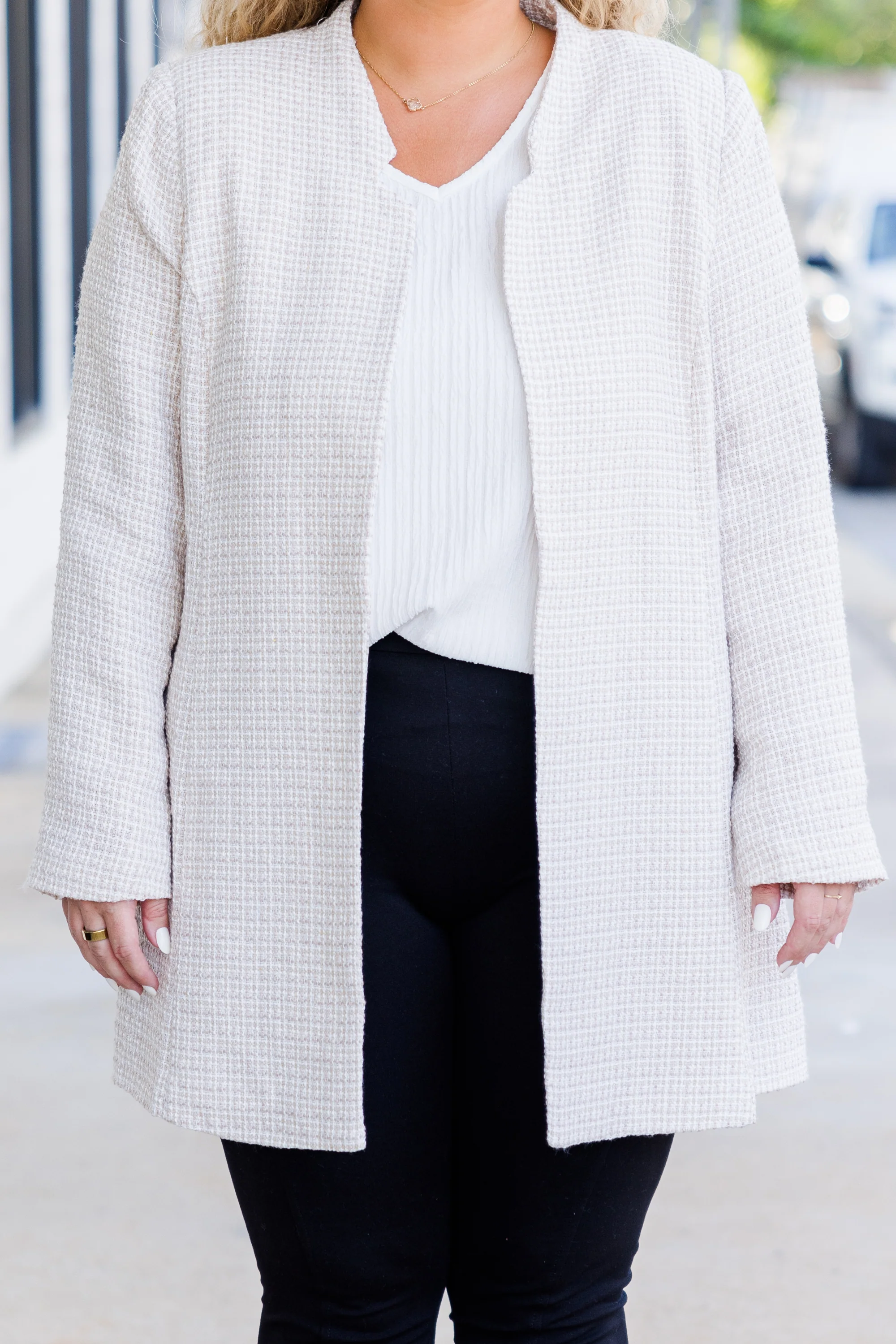 Get Down To Business Jacket, Beige - Giverhouse