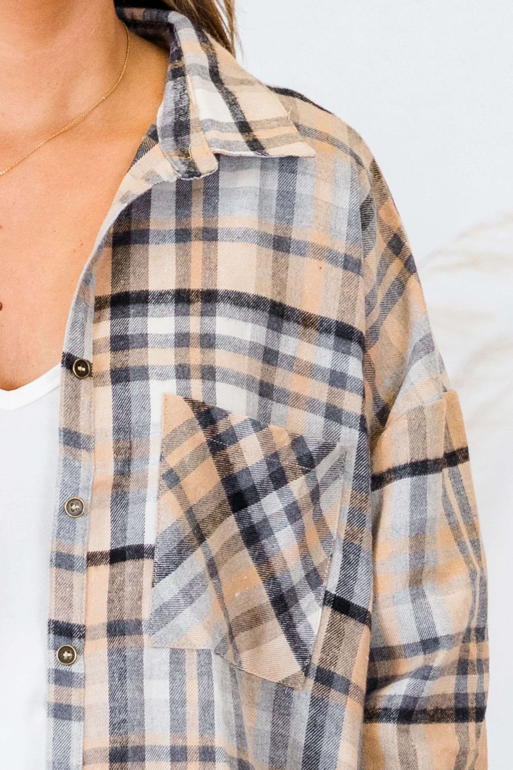 Carefree Nights Shacket, Taupe - Giverhouse