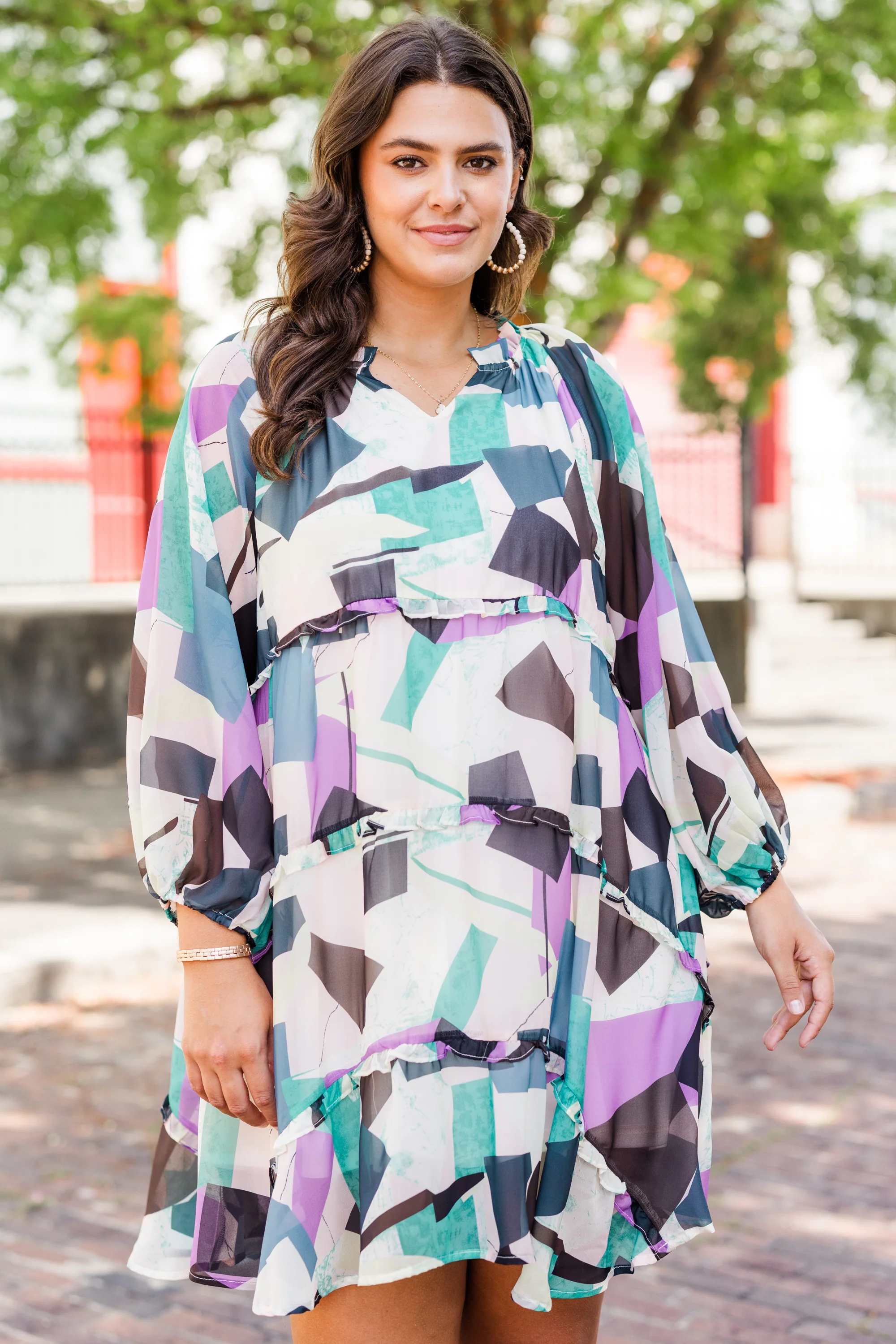 Keep An Eye Out Dress, Purple Multi - Giverhouse