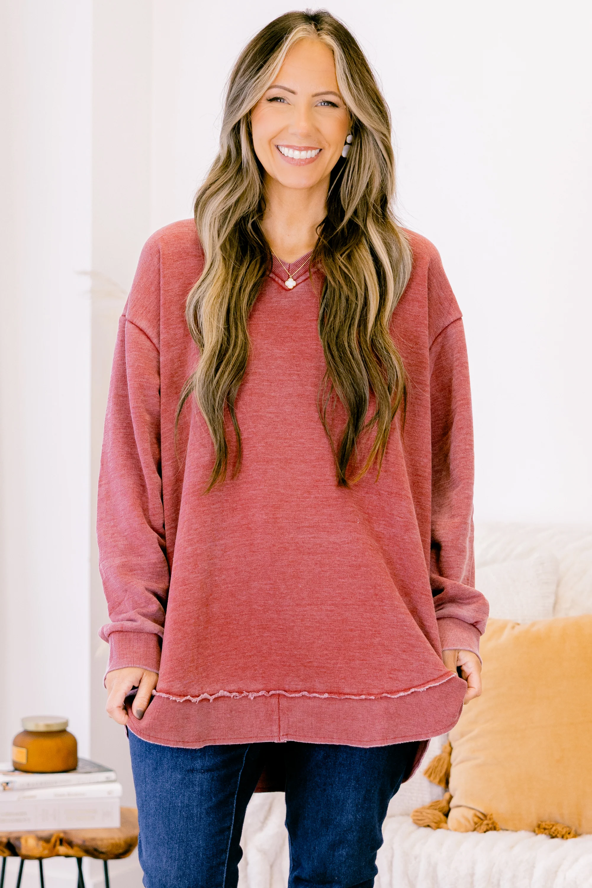 Warm Embrace Pullover, Wine Red - Giverhouse