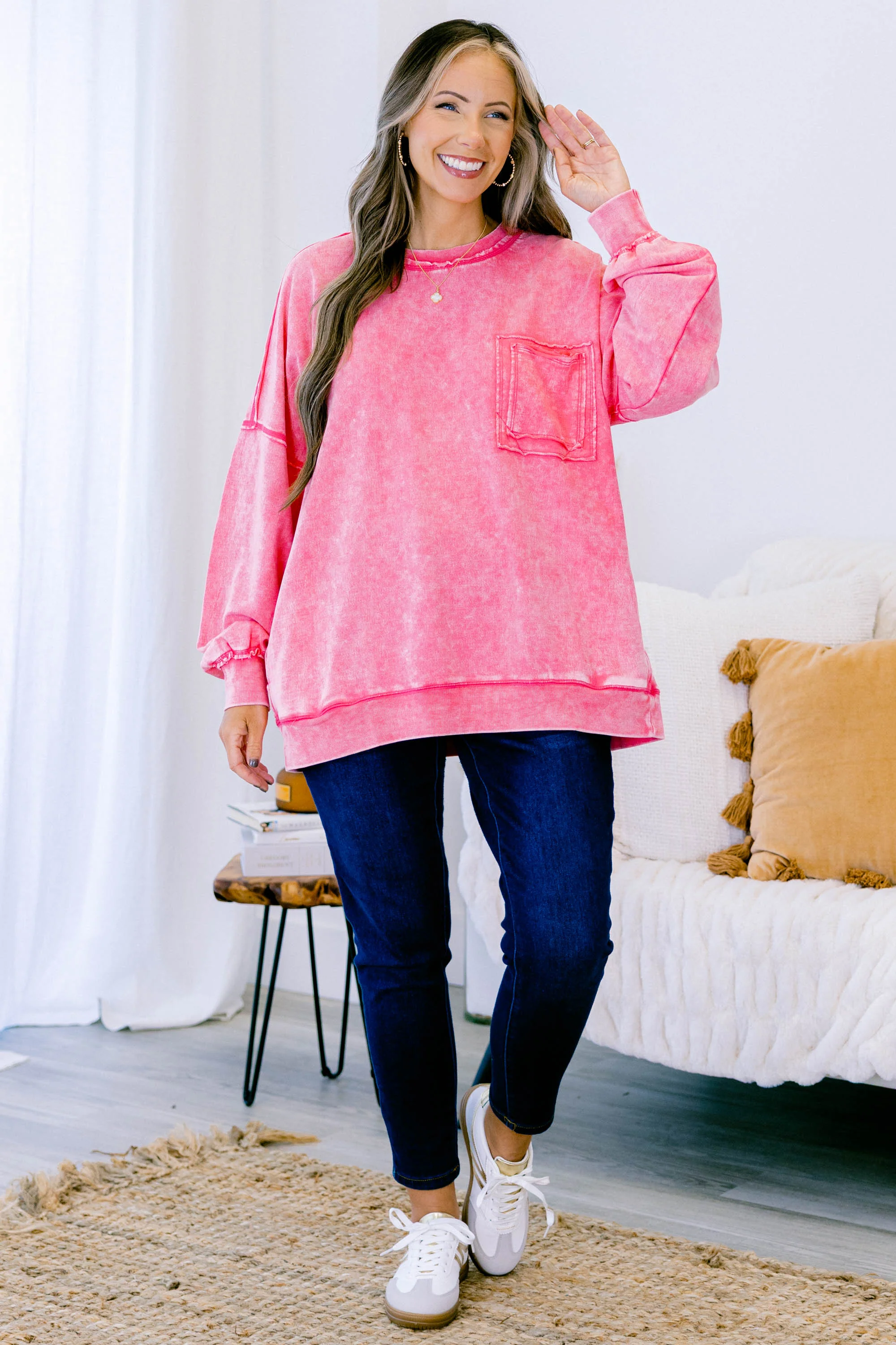 Staying Positive Top, Fuchsia - Giverhouse