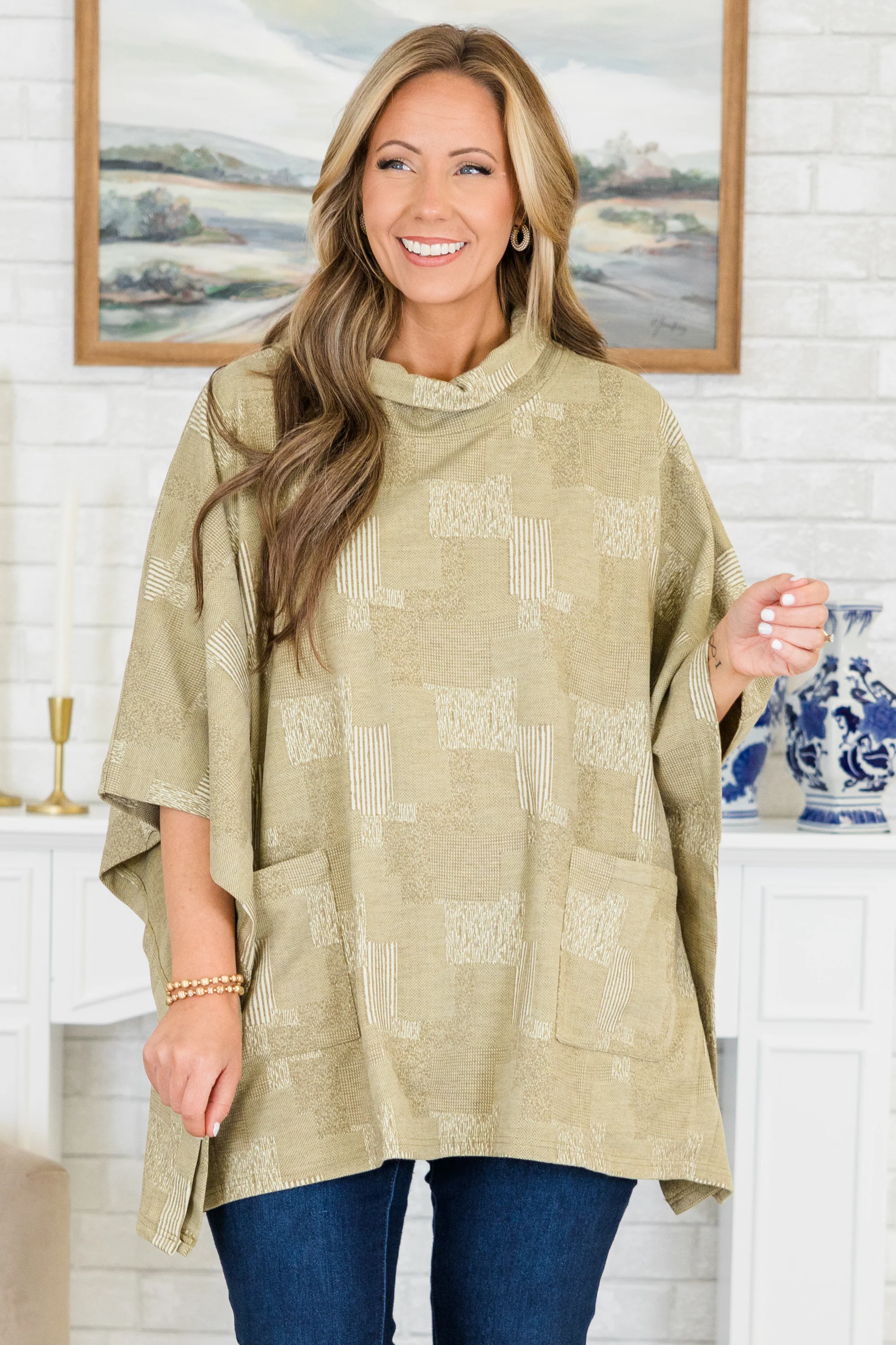 Sweater Weather Poncho, Taupe - Giverhouse