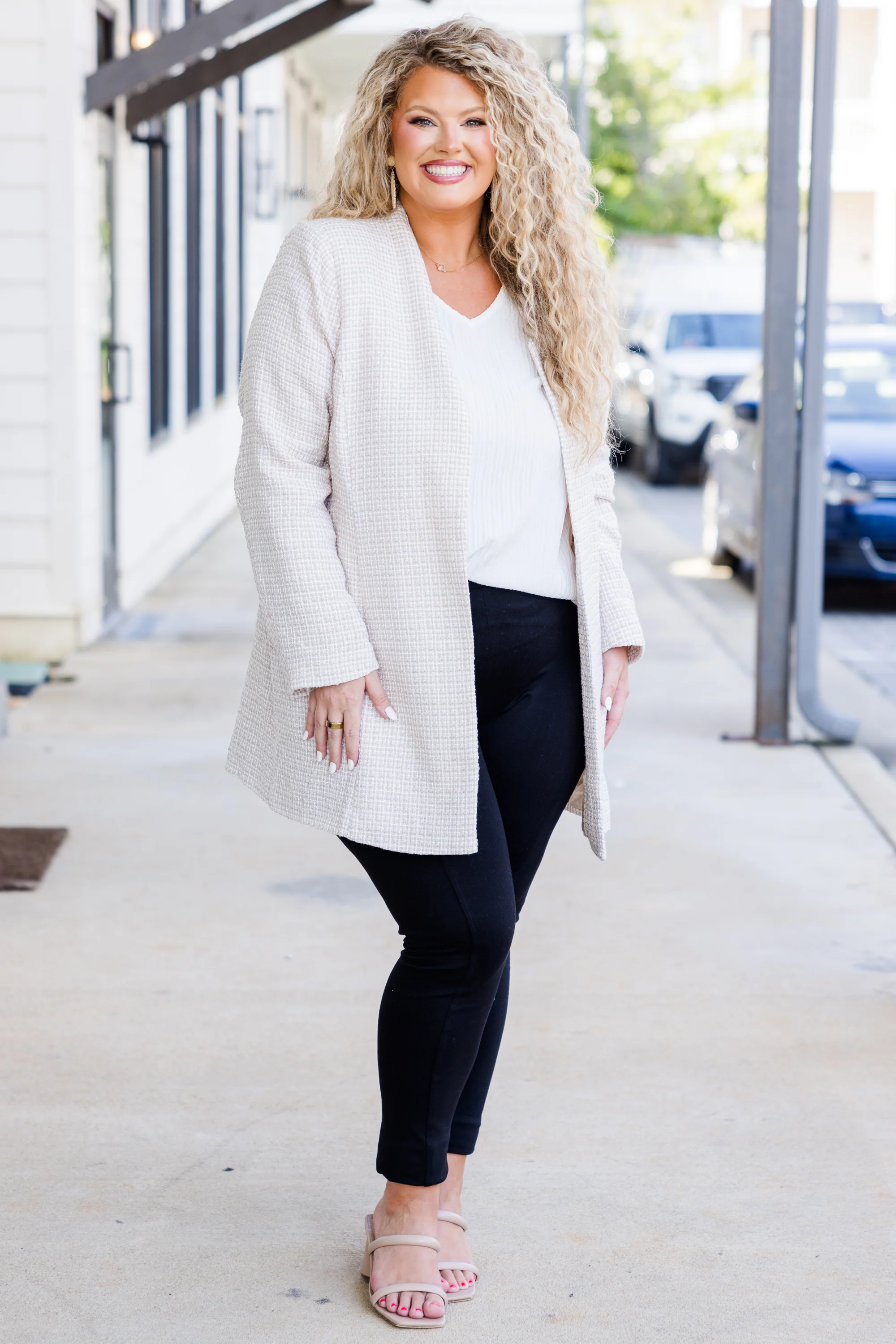 Get Down To Business Jacket, Beige - Giverhouse