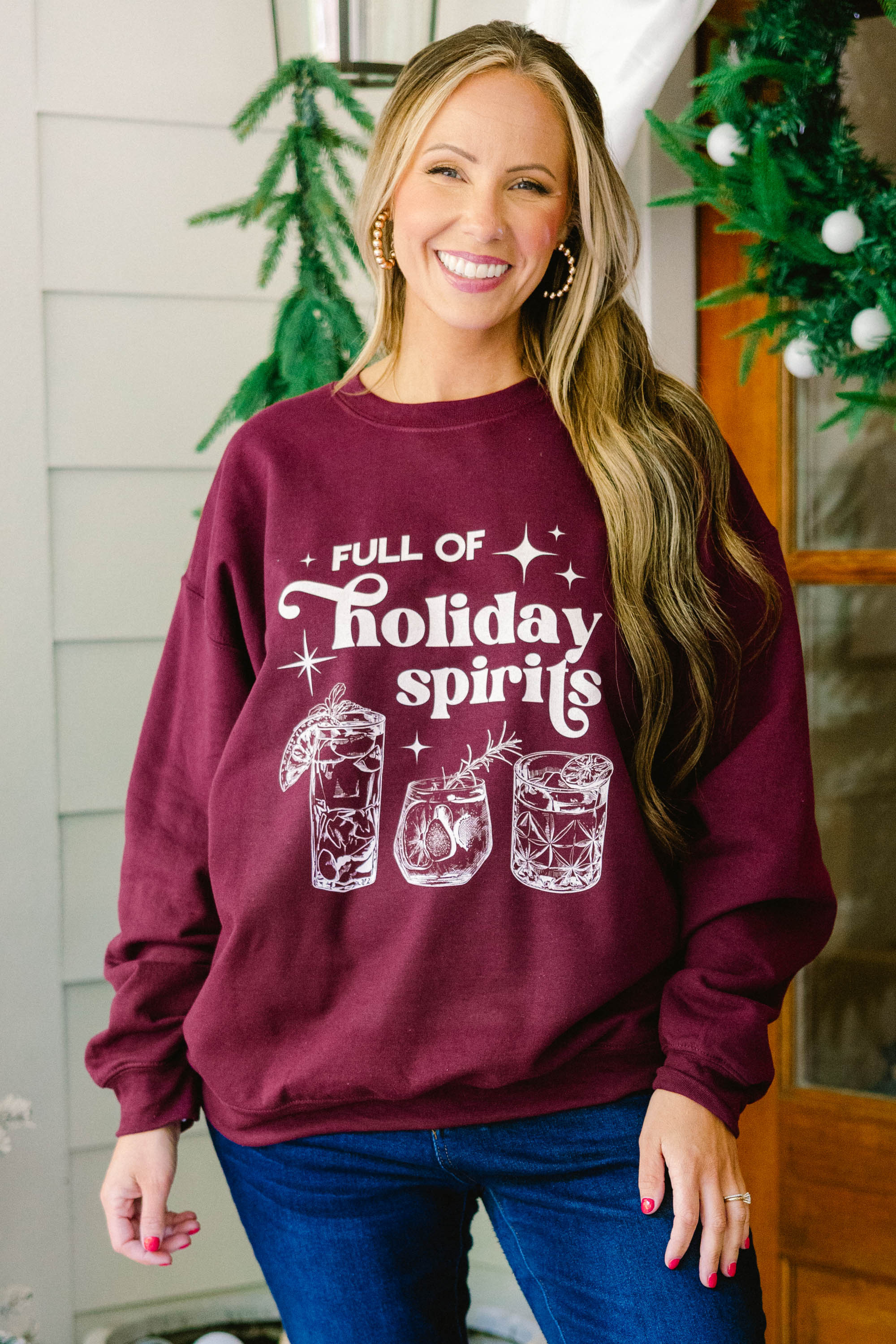 Full of Spirits Sweatshirt, Maroon - Giverhouse