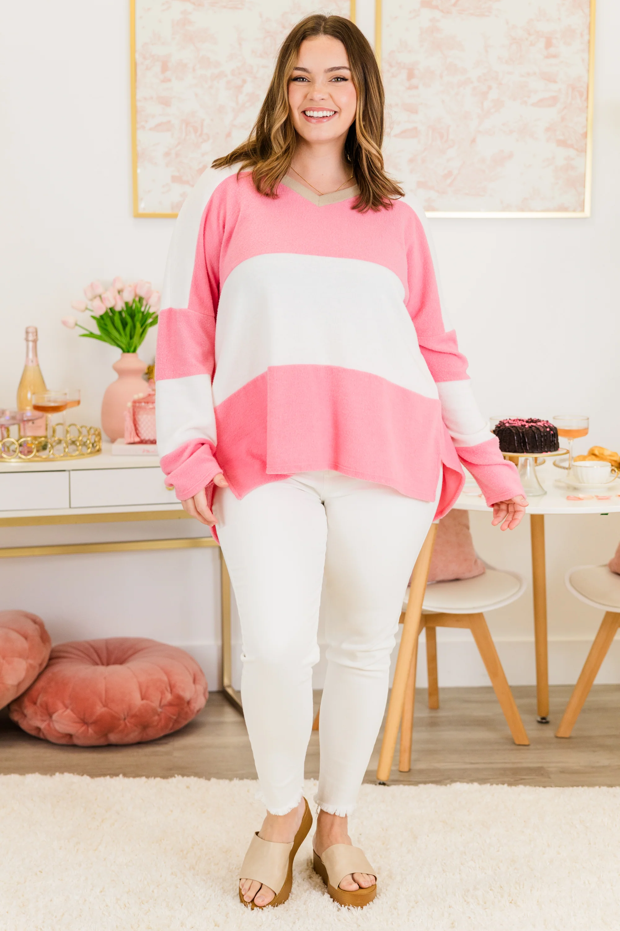 Smooth Days Ahead Pullover, Pink - Giverhouse